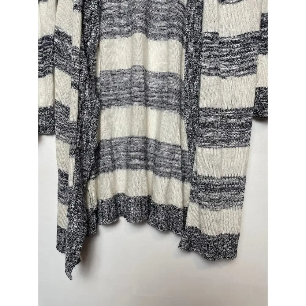 Etc...Made in New York Womens Striped Cardigan Long Open Sweater Knit Duster XL